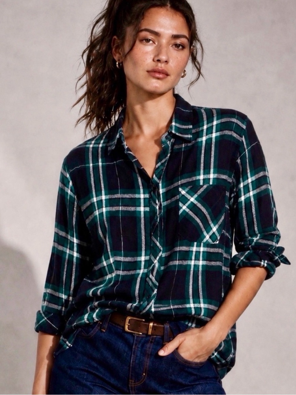 RAILS Hunter Admiral Plaid Flannel Button-Down Shirt Size M